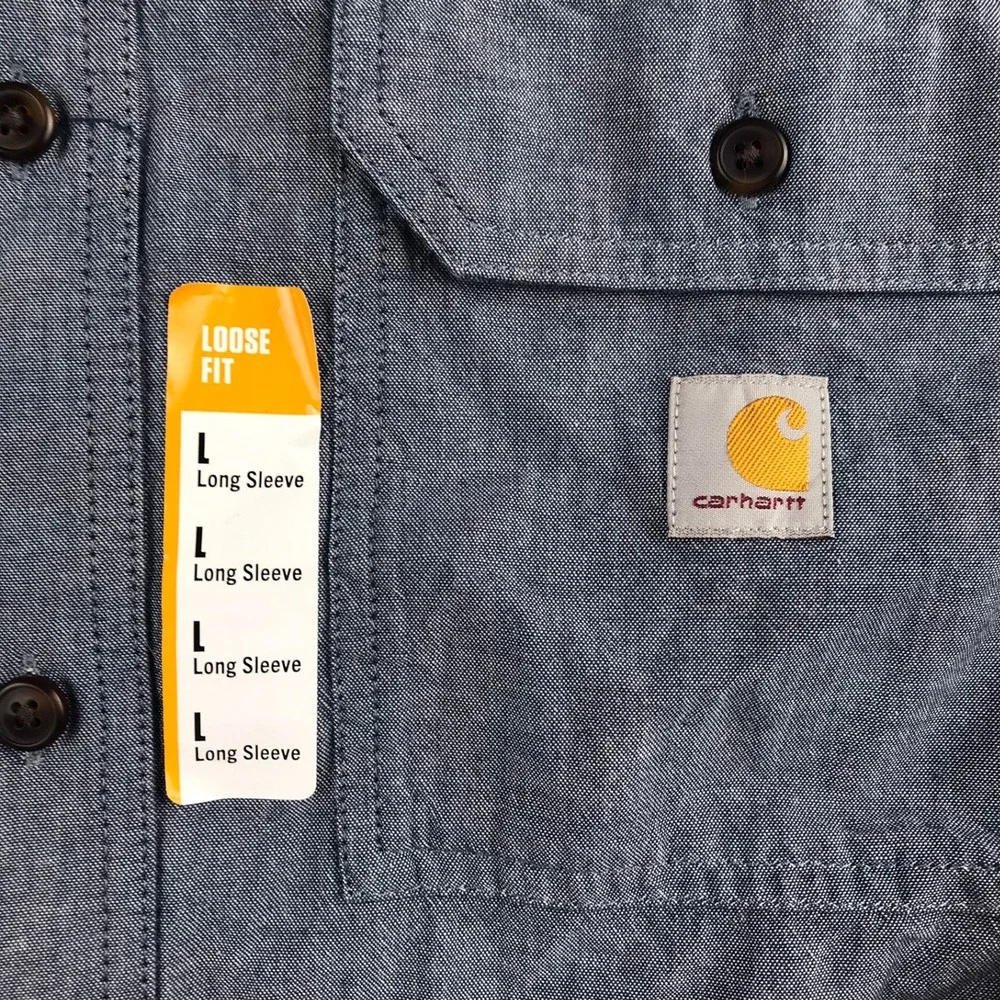 Carhartt Fort Loose Fit Midweight Chambray Long Sleeve Shirt Mens L NEW NWT